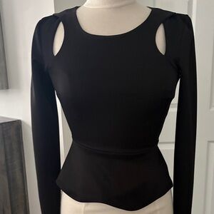 bebe Black Cutout Long Sleeve Top